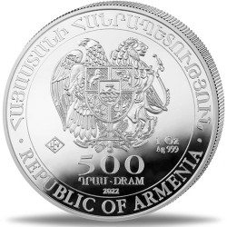 1-uncjowa moneta Arka Noego wydana w Armenii w 2022 roku.
Monety w stanie menniczym.