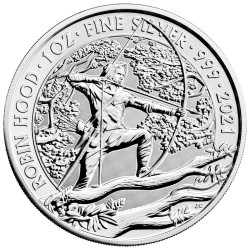1-uncjowa moneta Robin Hood wydana w Wielkiej Brytanii w 2021 roku.
