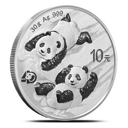 Zestaw zawierający 100 sztuk 30-gramowych monet o nominale 10 juanów PANDA wydanych w Chinach w 2022