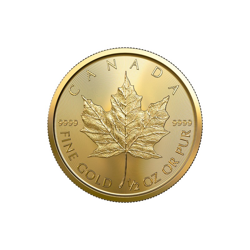 1/2-uncjowa złota moneta o nominale MAPLE LEAF wydana w Kanadzie w 2022 roku.
Monety w stanie menniczym.
