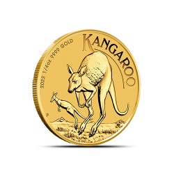 1/4-uncjowa złota moneta o nominale 25$ KANGAROO wydana w Australii w 2022 roku.
Monety w stanie menniczym wysyłana w kapslu ochronnym
