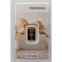 Sztabka złota 2 gram Heraeus na prezent