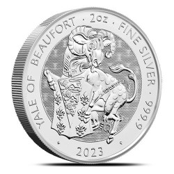 2-uncjowa moneta Yale of Beaufort, druga moneta z serii Tudor Beasts wydana w Wielkiej Brytanii w 2023 roku.
Monety w stanie menniczym.


