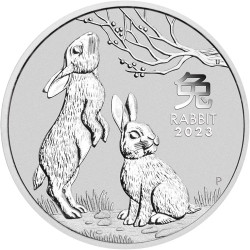 2-uncjowa moneta Rok Królika wydana w Australii w 2023 roku.
Monety w stanie menniczym.