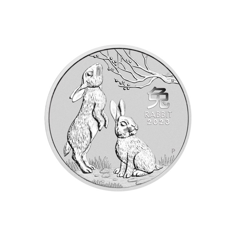 2-uncjowa moneta Rok Królika wydana w Australii w 2023 roku.
Monety w stanie menniczym.