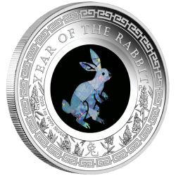 1-uncjowa moneta Rok Królika wydana w Australii w wersji OPAL proof.
Monety w stanie menniczym.