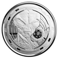 1-uncjowa moneta o nominale 5 cedis ALIEN wydana w Ghanie w 2022 roku.
Monety w stanie menniczym.