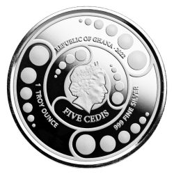 1-uncjowa moneta o nominale 5 cedis ALIEN wydana w Ghanie w 2022 roku w wersji coloured
Monety w kapslu w stanie menniczym.