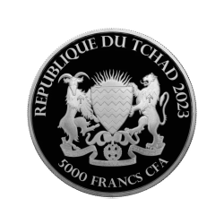 Tuba zawierająca 20 sztuk monet Bull&amp;Bear
Trzeci rok emisji 1-uncjowych srebrnych monet o próbie 0,999
Wartość nominalna 5000 franków uznawana jako prawny środek płatniczy Czadu.