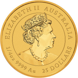 Moneta w stanie menniczym, prosto od producenta, zawierająca 1/4 uncji trojańskiej czystego złota .9999
