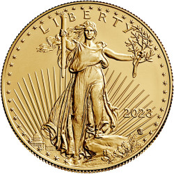 Moneta w stanie menniczym, prosto od producenta, zawierająca 1 uncję trojańską czystego złota .9999
Monety wysyłane w kapslach ochronnych