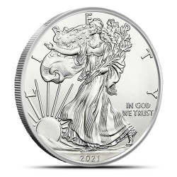 1-uncjowa moneta Amerykański Orzeł wydana w Stanach Zjednoczonych. Monety z roczników 2011, 2012, 2013, 2019, 2021
Monety z rynku wtórnego z możliwymi rysami i/lub patyną