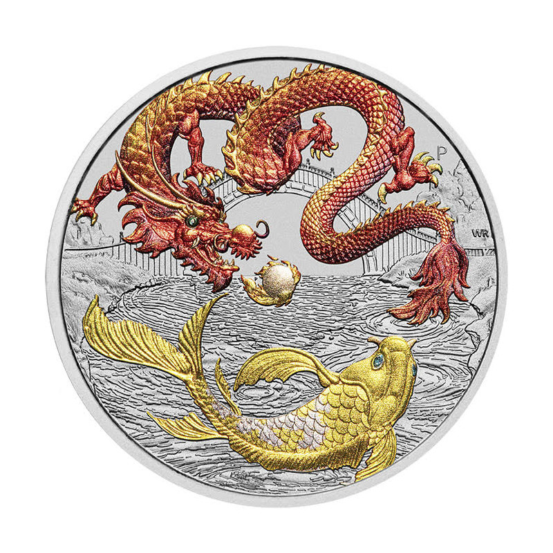 1-uncjowa moneta Chinese Myth and Legends w wersji kolorowej RED wydana w Australii w 2023 roku.