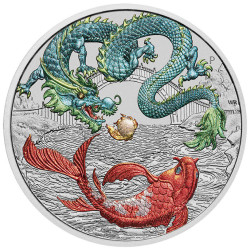 1-uncjowa moneta Chinese Myth and Legends w wersji kolorowej GREEN wydana w Australii w 2023 roku.