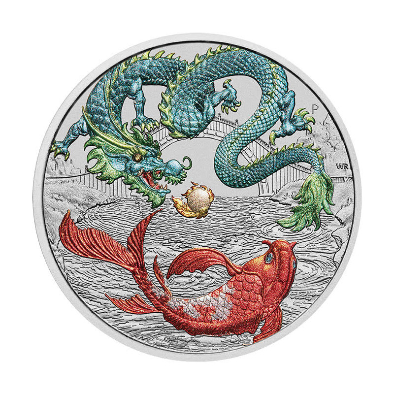 1-uncjowa moneta Chinese Myth and Legends w wersji kolorowej GREEN wydana w Australii w 2023 roku.