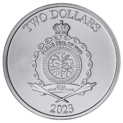 1-uncjowa moneta Roaring Lion wydana na wyspach Niue w 2023 roku.
Monety w stanie menniczym.