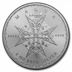 1-uncjowa srebrna moneta o nominale 5 EURO "Krzyż maltański" wydana przez Pressburg Mint w 2023 roku.
Monety w stanie menniczym wysyłane w kapslach ochronnych