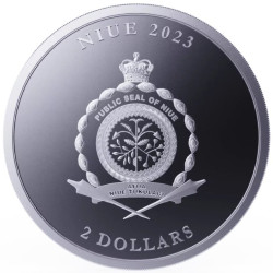 1-uncjowa srebrna moneta o nominale 2 NZD VIVAT HUMANITAS wydana przez Pressburg Mint w 2023 roku.
Monety w stanie menniczym wysyłane w kapslach ochronnych
Limitowany nakład 100.000 sztuk