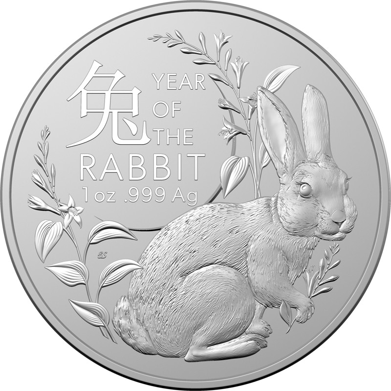 1-uncjowa moneta Rok Królika wydana w Australii w nakładzie 50.000 sztuk.
Monety w kapslu, w stanie menniczym.
