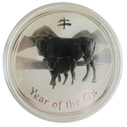 1-uncjowa moneta Rok Bawoła wydana w Australii w 2009 roku.
Monety w stanie menniczym wysyłane w kapslach.