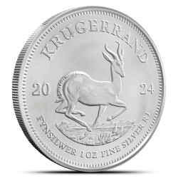 Tuba zawierająca 25 sztuk 1-uncjowych monet Krugerrand wydanych w RPA w 2024 roku.Monety w stanie menniczym, tuba zabezpieczona hologramem.