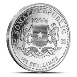 1-uncjowa moneta o nominale 100 shillings ELEPHANT wydana w Somalii w 2018 roku.
Monety w stanie menniczym.
Opakowanie: kapsel