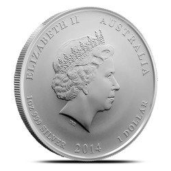 1-uncjowa moneta Rok Konia wydana w Australii w 2014 roku w wersji privy mark
Monety w stanie menniczym wysyłane w kapslach.