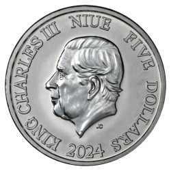 2-uncjowa moneta o nominale 5$ Turtle żółw wydana na wyspach Niue w 2024 roku.
Monety w stanie menniczym.