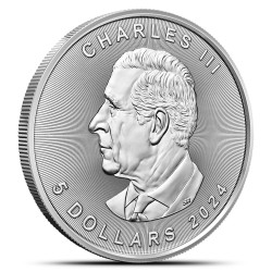 1-uncjowa moneta o nominale 5$ MAPLE LEAF wydana w Kanadzie w 2024 roku.
Monety w stanie menniczym.