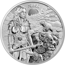 Srebrna moneta 2024 Valkyries: Solveiga 1 oz Silver BU została wyemitowana w nakładzie 25 000 sztuk.
Do monety dołączony jest certyfikat