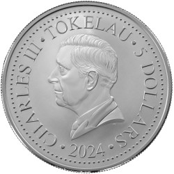 1-uncjowa srebrna moneta o nominale 5 NZD MUSTANG wydana przez Tokelau w 2024 roku.
Monety w stanie menniczym wysyłane w kapslach ochronnych
Limitowany nakład 500.000 sztuk