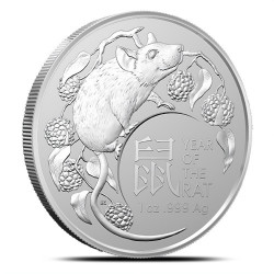 1-uncjowa moneta Rok Szczura wydana w Australii w nakładzie 50.000 sztuk.
Monety w kapslu, w stanie menniczym.