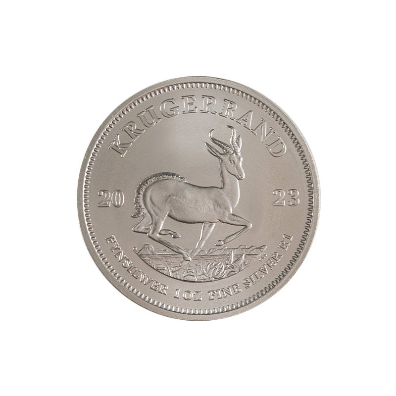 1-uncjowa moneta Krugerrand wydana w RPA w 2023 roku.
Monety w bardzo dobrym stanie