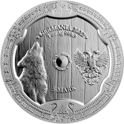 Srebrna moneta 2022 Valkyries: Hildegard 1 oz Silver BU została wyemitowana w nakładzie 25 000 sztuk.
