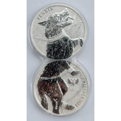 Komplet dwóch srebrnych monet 2022 Germania Beasts: Fenrir 2x1 oz Silver BU zostały wyemitowane w nakładzie 25 000 sztuk.
Monety w podwójnym kapslu, z certyfikatem