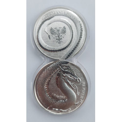 Komplet dwóch srebrnych monet 20220 Germania Beasts: Fafnrir 2x1 oz Silver BU zostały wyemitowane w nakładzie 25 000 sztuk.
Monety w podwójnym kapslu, bez certyfikatu