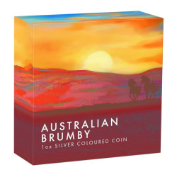 1-uncjowa moneta o nominale 1$ BRUMBY wydana w Australii w 2025 roku.
Monety w stanie menniczym w wersji kolorowej
Opakowanie: ozdobne pudełko