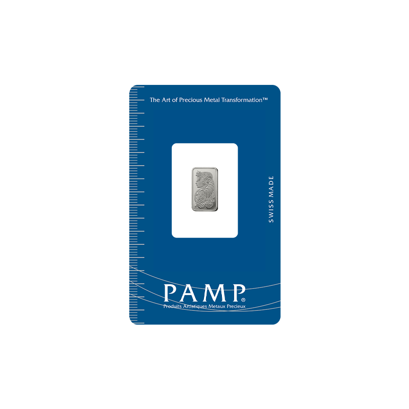 1-gramowa sztabka palladu w certipacku wyprodukowana przez PAMP
