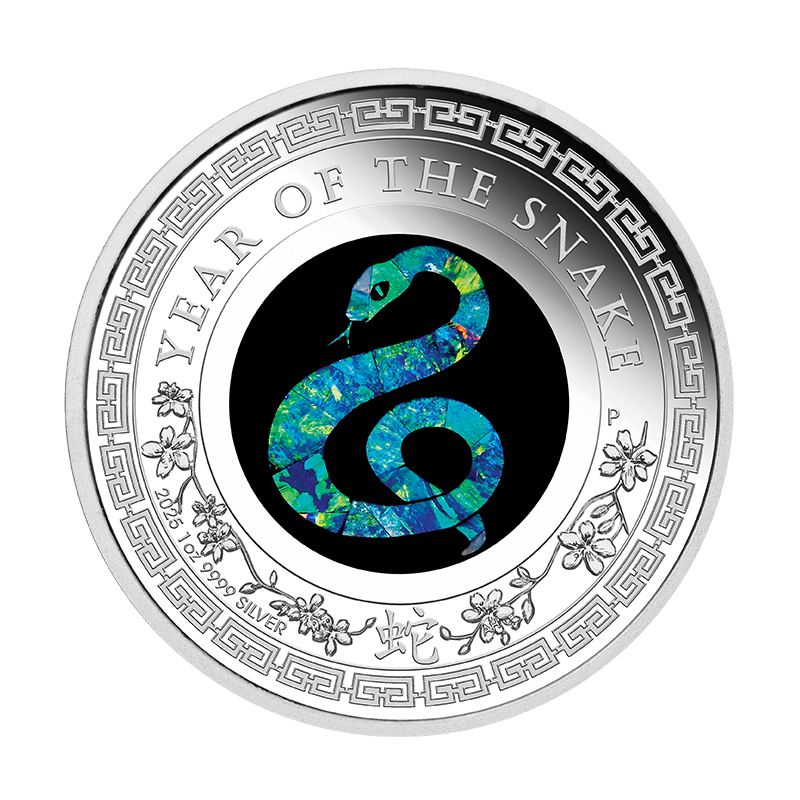 1-uncjowa moneta Rok Węża wydana w Australii w wersji OPAL proof.
Monety w stanie menniczym.