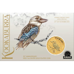 Australijska Kookaburra 2025 ANDA pozłacana - 1 uncja srebra