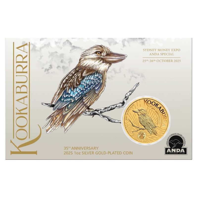 1-uncjowa moneta o nominale 1$ KOOKABURRA wydana w Australii w 2025 roku w wersji okolicznościowej z okazji Targów Numizmatycznych w Sydney
Monety w stanie menniczym.
Nakład: 3000 sztuk