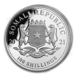 1-uncjowa moneta o nominale 100 shillings ELEPHANT wydana w Somalii w 2021 roku.
Możliwe drobne milk spoty