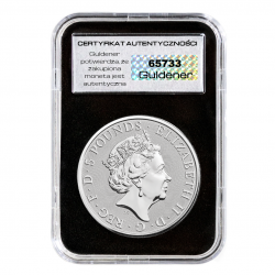 2-uncjowa moneta White Lion wydana w Wielkiej Brytanii w 2020 roku.
Monety w stanie menniczym.


