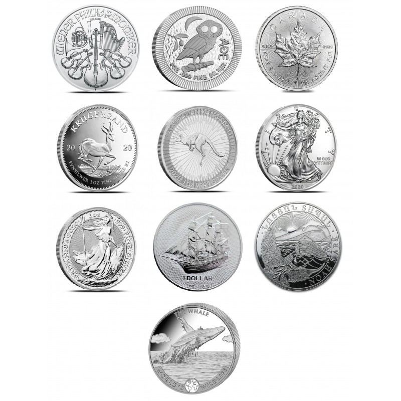 Losowa moneta zawierająca 1 uncję czystego srebra (w przypadku zakupu dwóch sztuk zastrzegamy sobie możliwość wysłania monety 2-uncjowej)
Monety mogą posiadać rysy i/lub patynę.