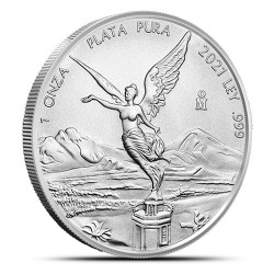 Tuba zawierająca 25 sztuk 1-uncjowych monet Mexican Libertad wydanych przez Mexican Mint w 2022 roku.
Monety w stanie menniczym.