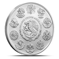 Tuba zawierająca 25 sztuk 1-uncjowych monet Mexican Libertad wydanych przez Mexican Mint w 2022 roku.
Monety w stanie menniczym.
