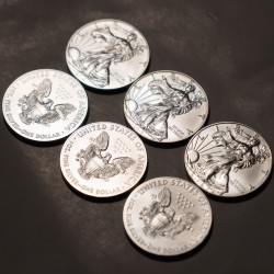1-uncjowa moneta Amerykański Orzeł wydana w Stanach Zjednoczonych. Monety z rocznika 2010.
Monety z rynku wtórnego w bardzo dobrych stanach