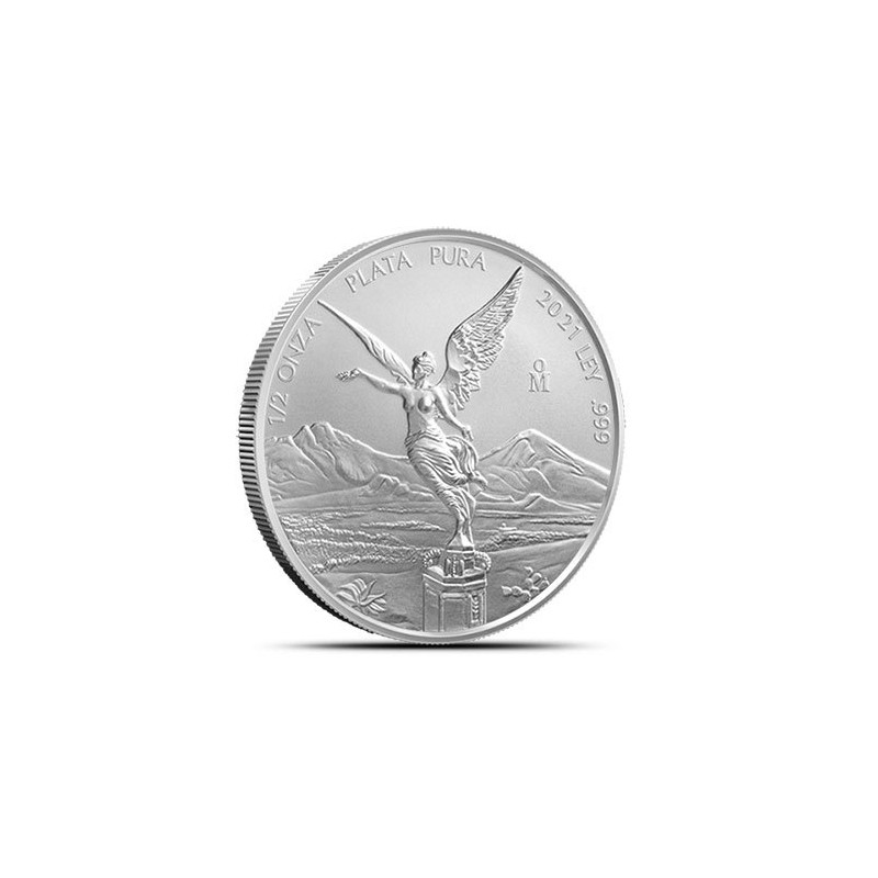 0,5 - uncjowa moneta Mexican Libertad wydana przez Mexican Mint w 2021 roku.
Monety w stanie menniczym wysyłane w woreczku strunowym.